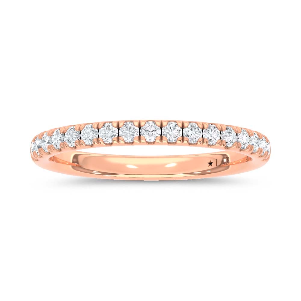 14K Rose Gold Lab Grown Diamond 1/3 Ct.Tw. Wedding Band: 14K Rose Gold Lab Grown Diamond 1/3 Ct.Tw. Wedding Band This 14K Rose Gold Anniversary Band, adorned with 1/3 Ct.Tw. of Lab Grown Diamonds, is a symbol of refined sophistication. The classic Rose gold