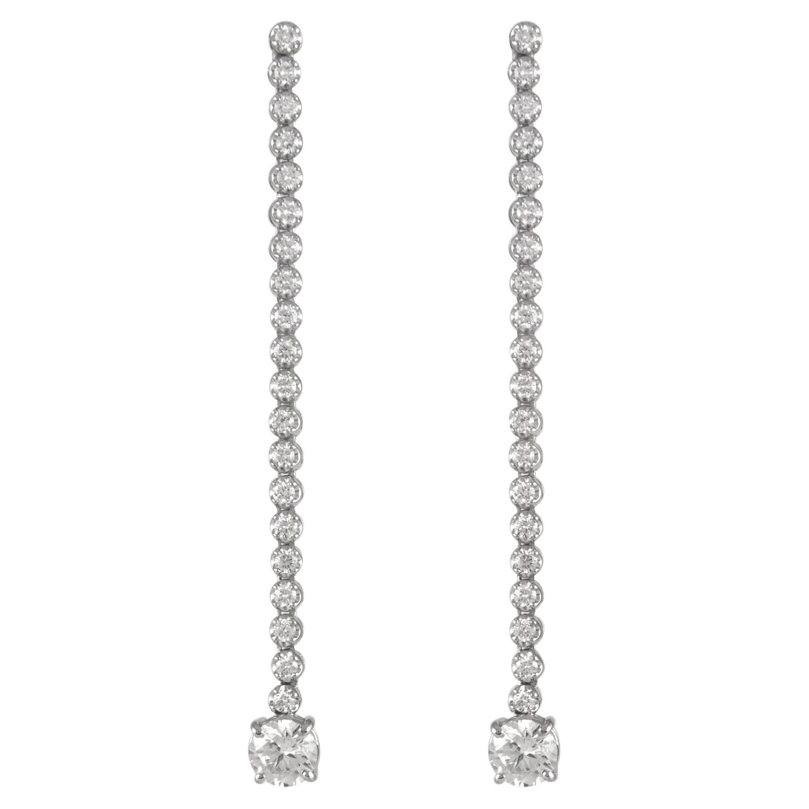 3.70ct Diamond Drop Earrings 18k White Gold EGL Certified (1 of 4)
