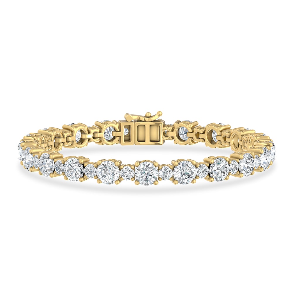 14K Yellow Gold Lab Grown Diamond 12 1/4 Ct.Tw. Fancy Bracelet: 14K Yellow Gold Lab Grown Diamond 12 1/4 Ct.Tw. Fancy Bracelet Designed in polished 14K Yellow Gold, this fashion bracelet features lab grown diamonds totaling 12 1/4 Ct.Tw., offering refined elegance