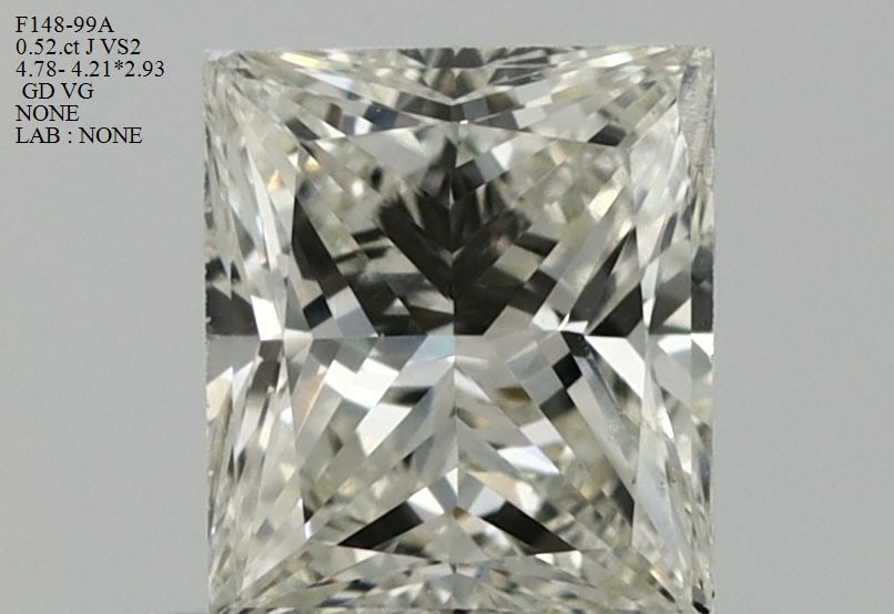 Loose Diamond - PRINCESS 0.52ct J VS2: Loose Diamond - PRINCESS 0.52ct J VS2 Source: Natural Shape: PRINCESS Carats: 0.52 Color: J Clarity: VS2 Certification: NONE Video: