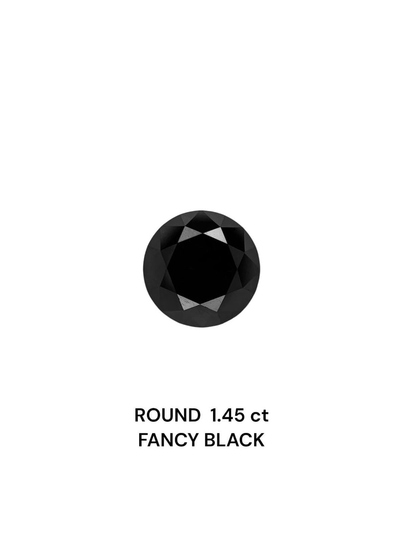 Loose Diamond - ROUND 1.45ct Black: Loose Diamond - ROUND 1.45ct Black Source: Natural Shape: ROUND Carats: 1.45 Color: Black Certification: IGI Video: