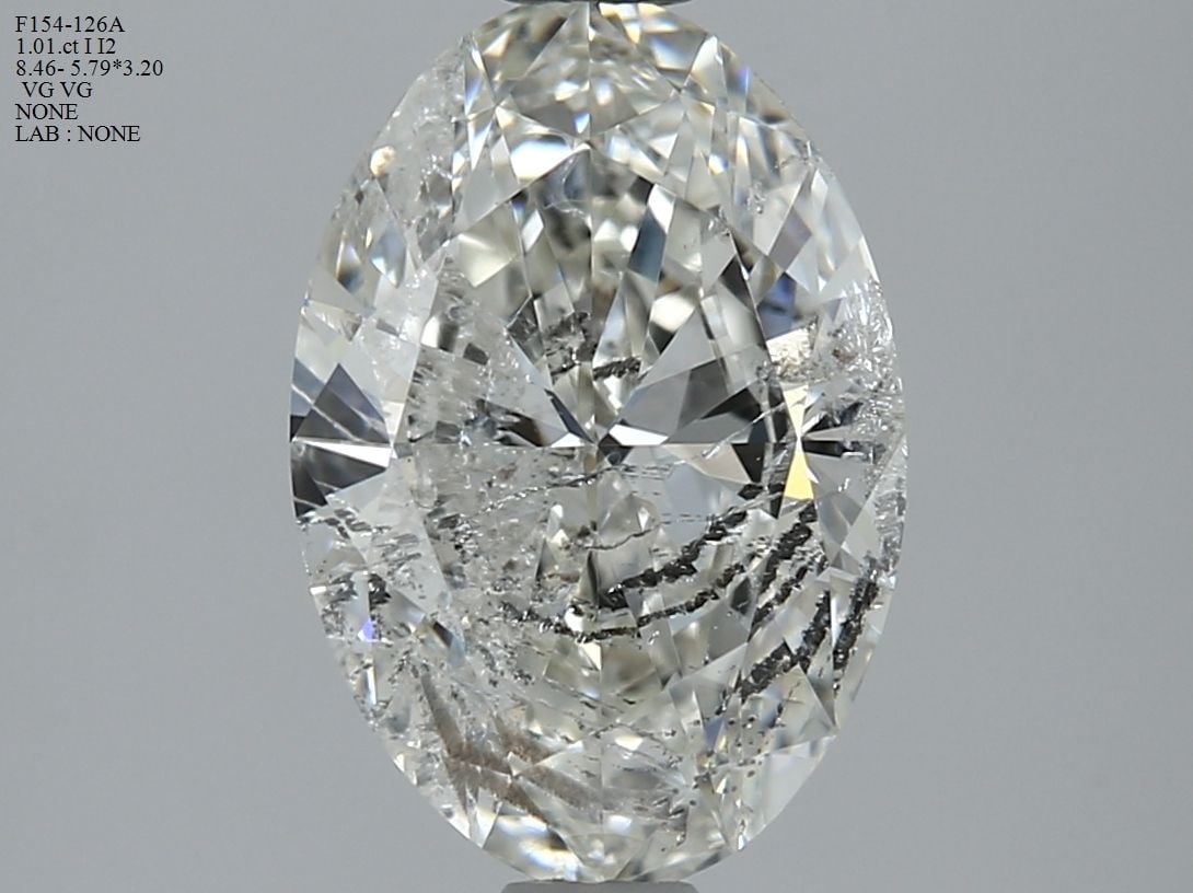 Loose Diamond - OVAL 1.01ct I I2: Loose Diamond - OVAL 1.01ct I I2 Source: Natural Shape: OVAL Carats: 1.01 Color: I Clarity: I2 Certification: NONE Video: