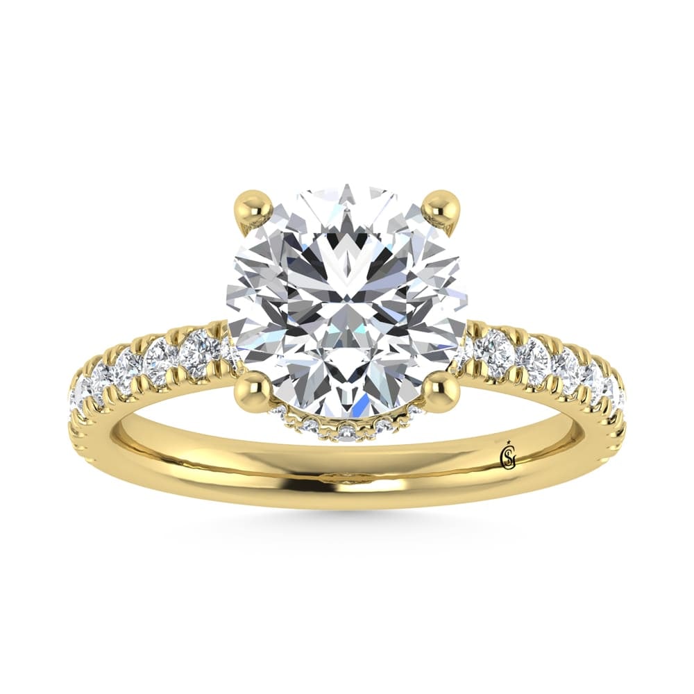 14K Yellow Gold Lab Grown Diamond 3 1/2 Ct.Tw. Round Shape Halo IGI Certified Engagement Ring (IGI (1 of 4)