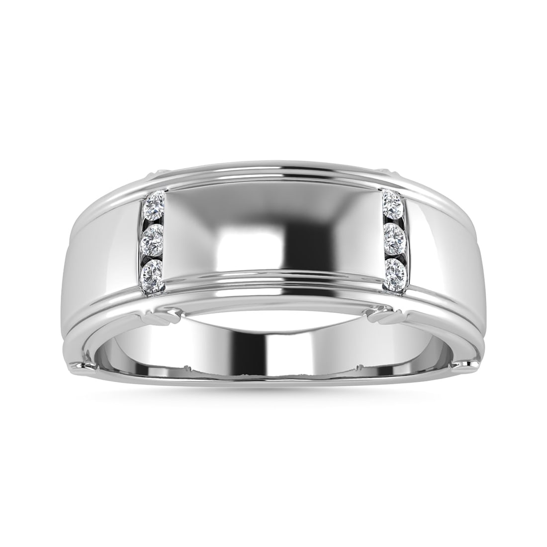 Diamond 1/10 Ct.Tw. Mens Band in 14K White Gold: Diamond 1/10 Ct.Tw. Mens Band in 14K White Gold 14k White Gold Stone Color: G-h Stone Clarity: Si2 This item may take 2-5 weeks for shipping. PLEASE NOTE: Framed, Large, or heavy items do not have shi