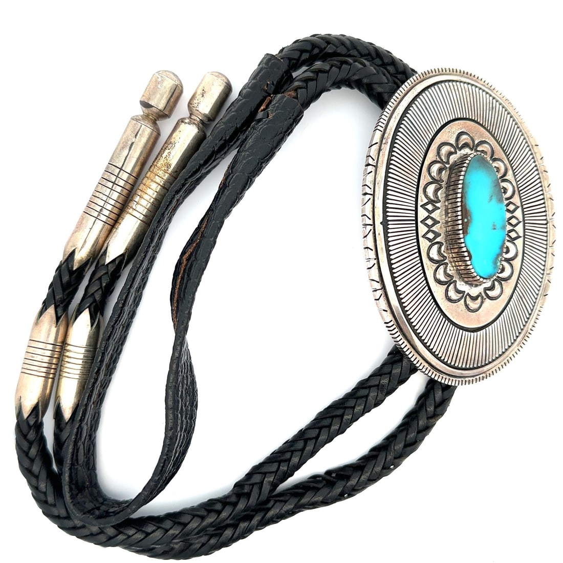 Large Turquoise Sterling Silver Bolo Tie by Gibson Nez Navajo (1 of 8)