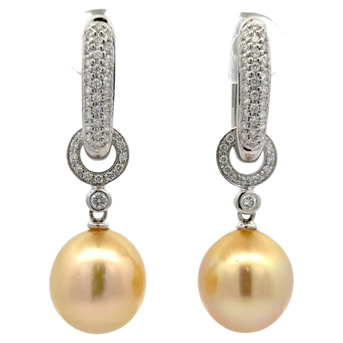 Harbor Diamonds Day & Night Golden South Sea Pearl Diamond Drop Earrings: Harbor Diamonds Day & Night Golden South Sea Pearl Diamond Drop Earrings Elevate your elegance with these stunning Day & Night Golden South Sea Pearl Diamond Drop Hoop Earrings. Crafted in a luxurious