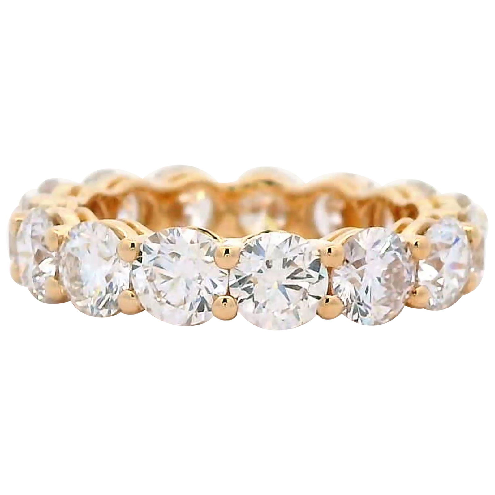 5.05ct Round Diamond Eternity Band 18k Yellow Gold: 5.05ct Round Diamond Eternity Band 18k Yellow Gold This exquisite 5.05ct Round Diamond Eternity Band features a stunning design crafted in 18k yellow gold. The band showcases 15 round brilliant diamon