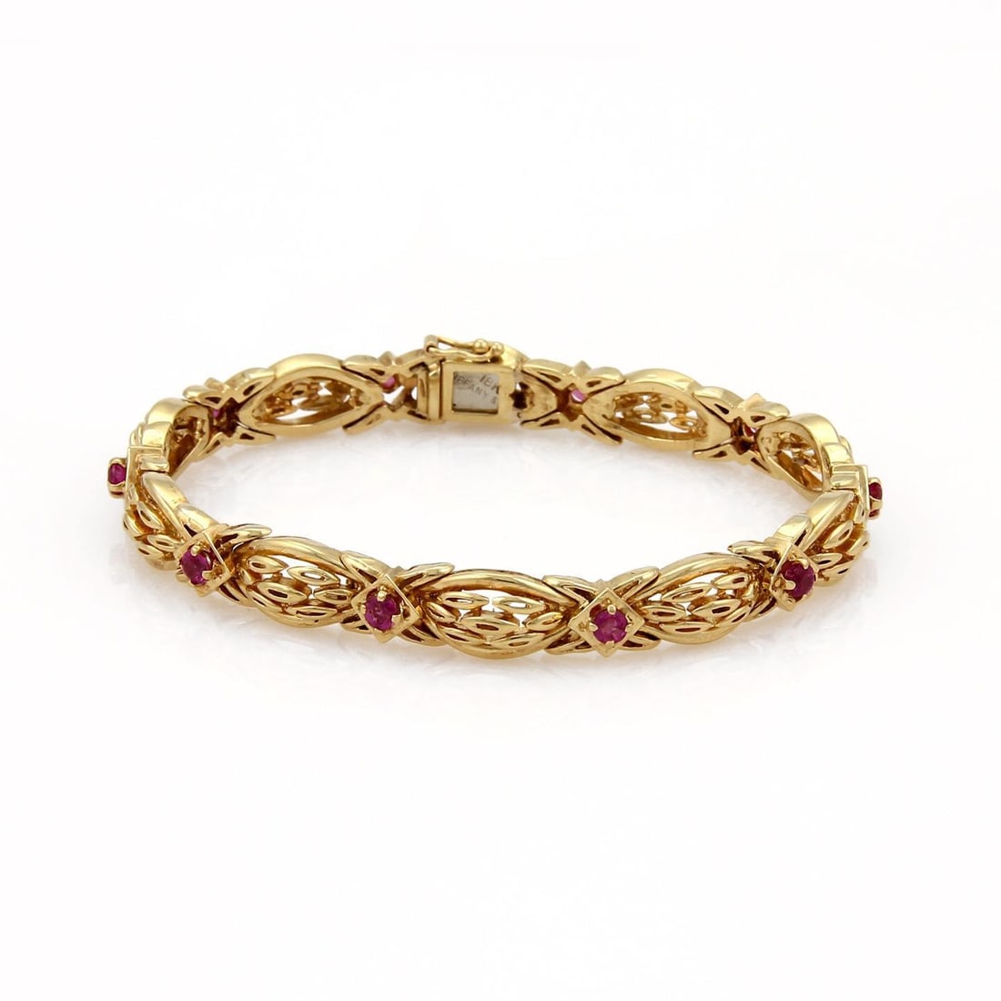 Tiffany & Co. 18k Yellow Gold Ruby Bracelet 1.40 Carats Fancy Link Design (1 of 4)