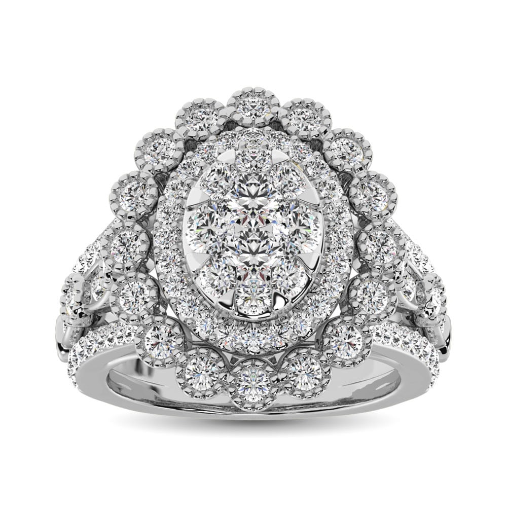 14K White Gold 2 Ct.Tw. Diamond Engagement Ring: 14K White Gold 2 Ct.Tw. Diamond Engagement Ring This glamorous Enagement ring is available in 14K White Gold. There are 94 round diamonds with a total carat weight of2 2/5 Ct.Tw. set in a Shared prong