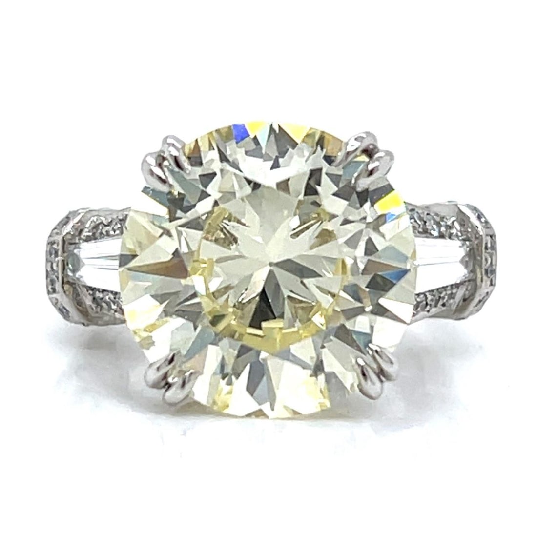 7.77 Carat GIA Diamond Platinum Engagement Ring with Baguette Accents (1 of 5)