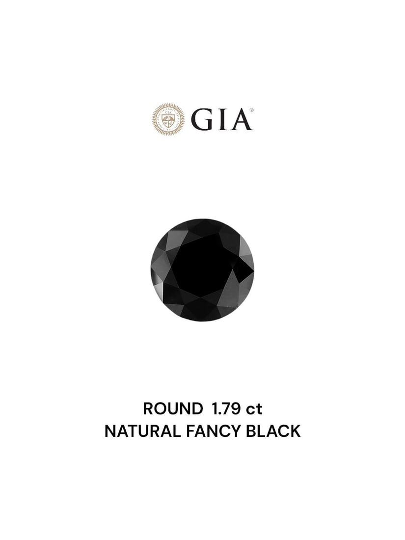 Loose Diamond - ROUND 1.79ct Fancy Black VVS2: Loose Diamond - ROUND 1.79ct Fancy Black VVS2 Source: Natural Shape: ROUND Carats: 1.79 Color: Fancy Black Certification: GIA Video: