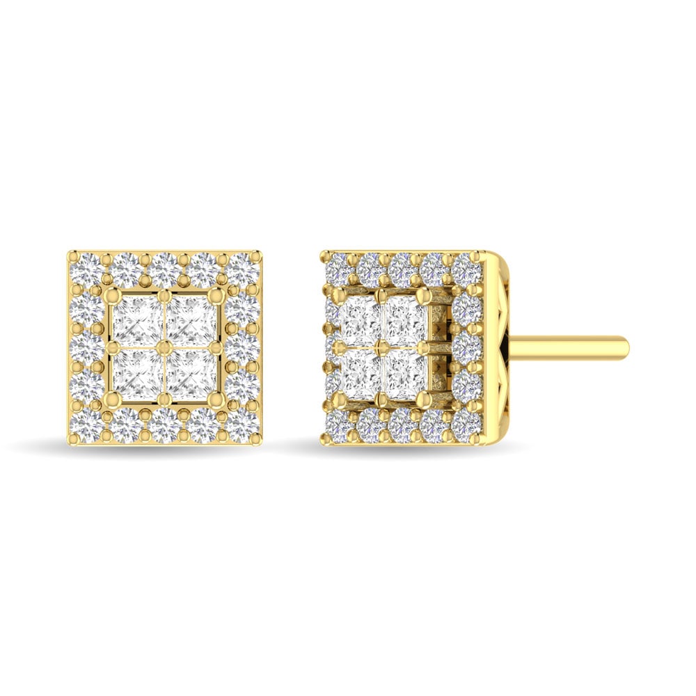 Diamond 3/4 Ct.Tw. Round and Princess Fashion Earrings in 14K Yellow Gold (1 of 3)