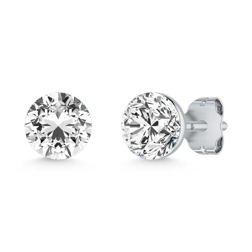14K White Gold 1 Ct.Tw. Lab Grown Diamond Stud Earrings: 14K White Gold 1 Ct.Tw. Lab Grown Diamond Stud Earrings Expertly crafted in 14K white gold, these classic diamond studs display lab-grown diamonds totaling 1 Ct.Tw., offering exceptional brilliance an