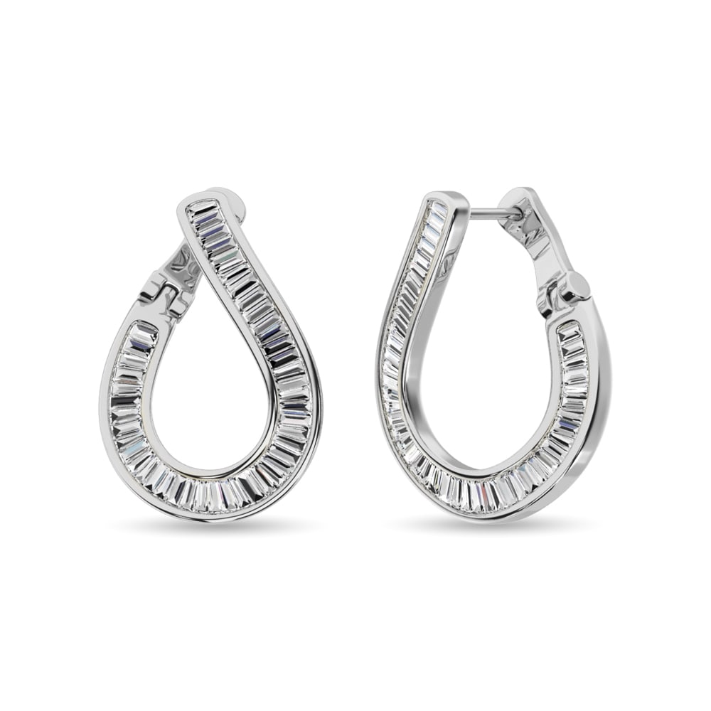 Diamond 1 1/2 Ct.Tw. Baguette Hoop Earrings in 14K White Gold (1 of 3)
