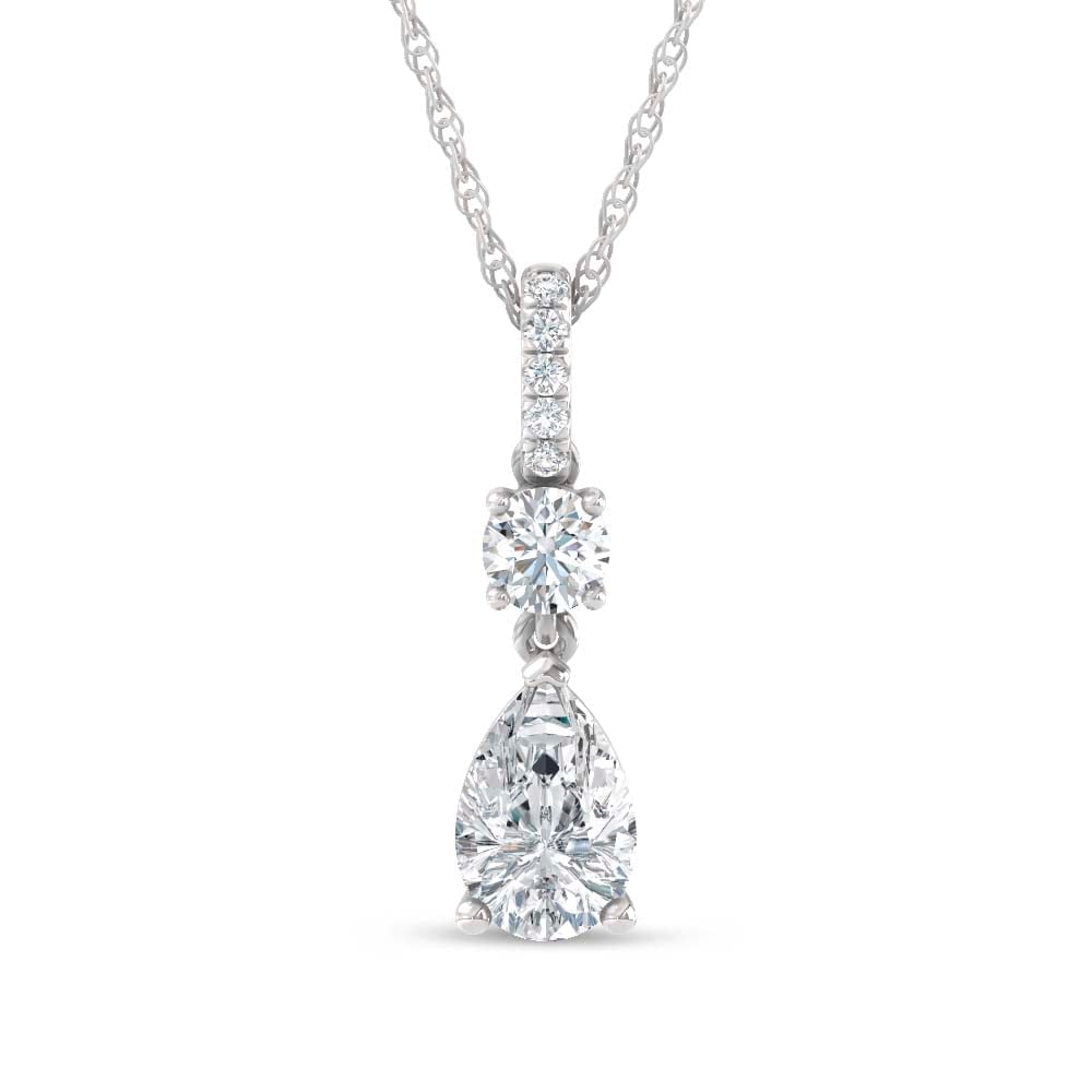 14K White Gold Lab Grown Diamond 1 1/3 Ct.Tw. Fashion Pendant: 14K White Gold Lab Grown Diamond 1 1/3 Ct.Tw. Fashion Pendant Polished 14K white gold enhances lab-grown diamonds totaling 1 1/3 carat total weight in this sophisticated fashion pendant. 14k White Gol