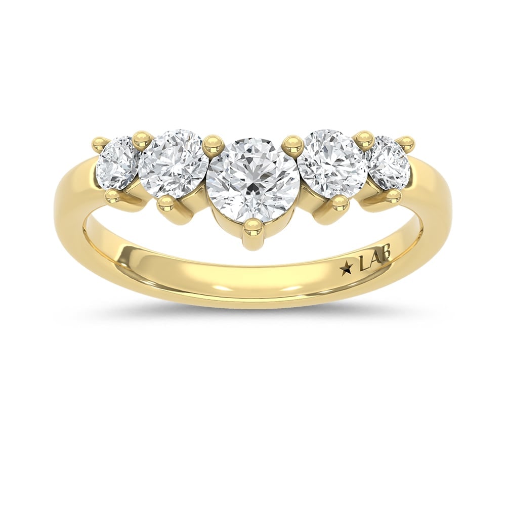 14K Yellow Gold Lab Grown Diamond 1 Ct.Tw. Chevron Band: 14K Yellow Gold Lab Grown Diamond 1 Ct.Tw. Chevron Band Add a modern twist to your jewelry collection with this 14K Yellow gold chevron band, featuring 1 carat total weight of lab-grown diamonds. Its