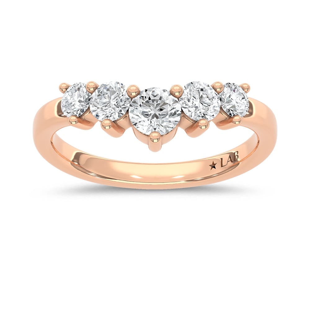 14K Rose Gold Lab Grown Diamond 3/4 Ct.Tw. Chevron Band: 14K Rose Gold Lab Grown Diamond 3/4 Ct.Tw. Chevron Band Add a modern twist to your jewelry collection with this 14K Rose gold chevron band, featuring 3/4 carat total weight of lab-grown diamonds. Its