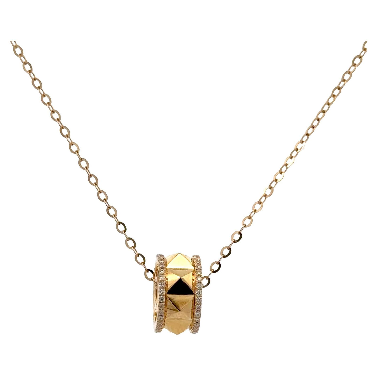 Harbor Diamonds 18K Yellow Gold Diamond Spiked Wheelbarrow Pendant Necklace 0.16 Carats: Harbor Diamonds 18K Yellow Gold Diamond Spiked Wheelbarrow Pendant Necklace 0.16 Carats This stunning pendant necklace showcases a unique spiked wheelbarrow design crafted in 18 karat yellow gold. Ado