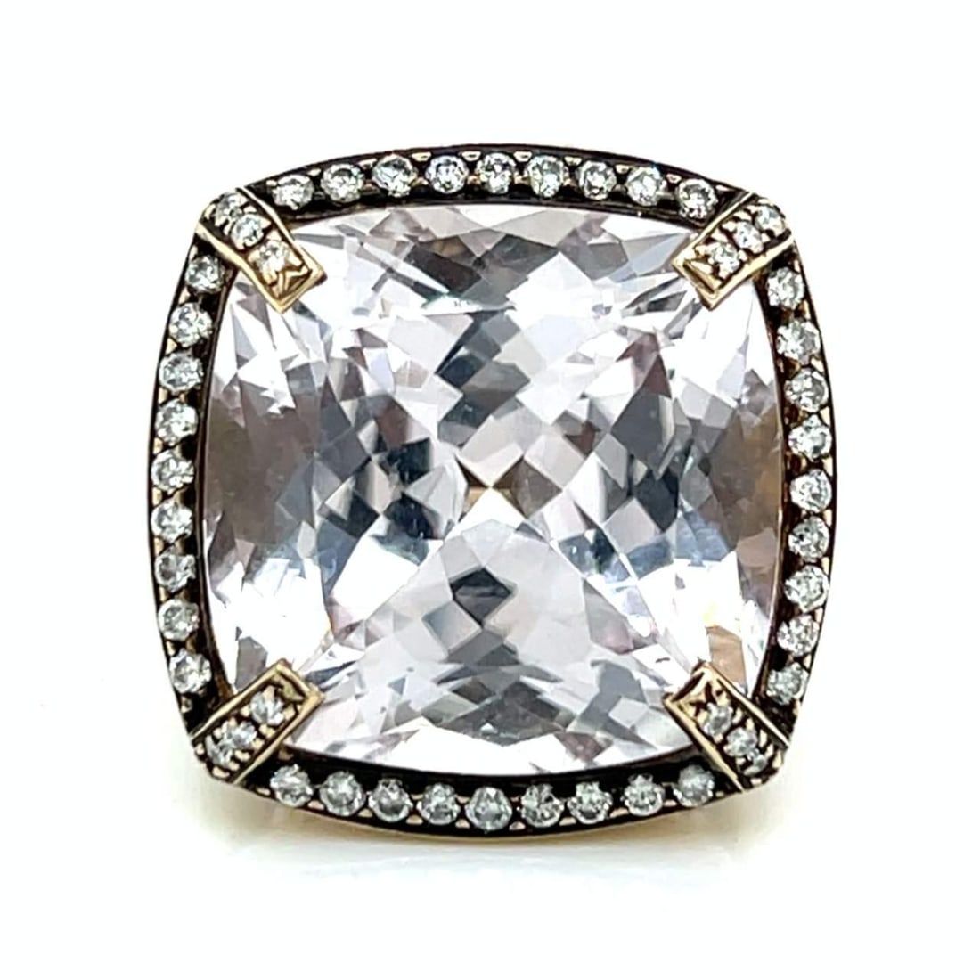 Elegant 14K Yellow Gold Morganite 30.00 Ct Diamond Ring (1 of 4)