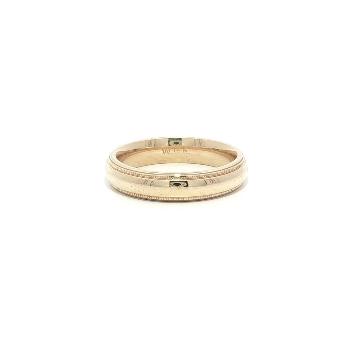 4.1mm 14k Yellow Gold Milgrain Dome Comfort Fit Wedding Band Size 5.5: 4.1mm 14k Yellow Gold Milgrain Dome Comfort Fit Wedding Band Size 5.5 This classic wedding band ring features a dome style with milgrain edges, crafted in solid 14k yellow gold. It offers a comfort fi