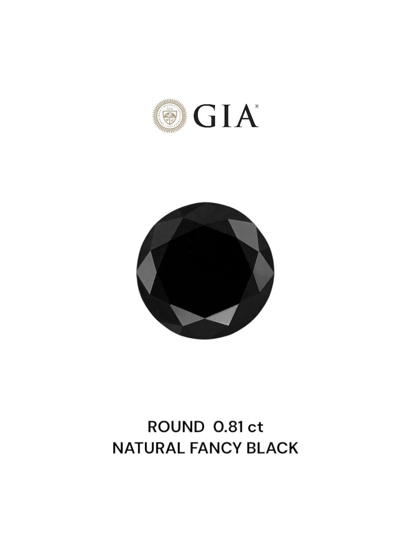 Loose Diamond - ROUND 0.81ct Fancy Black VVS2: Loose Diamond - ROUND 0.81ct Fancy Black VVS2 Source: Natural Shape: ROUND Carats: 0.81 Color: Fancy Black Certification: GIA Video: