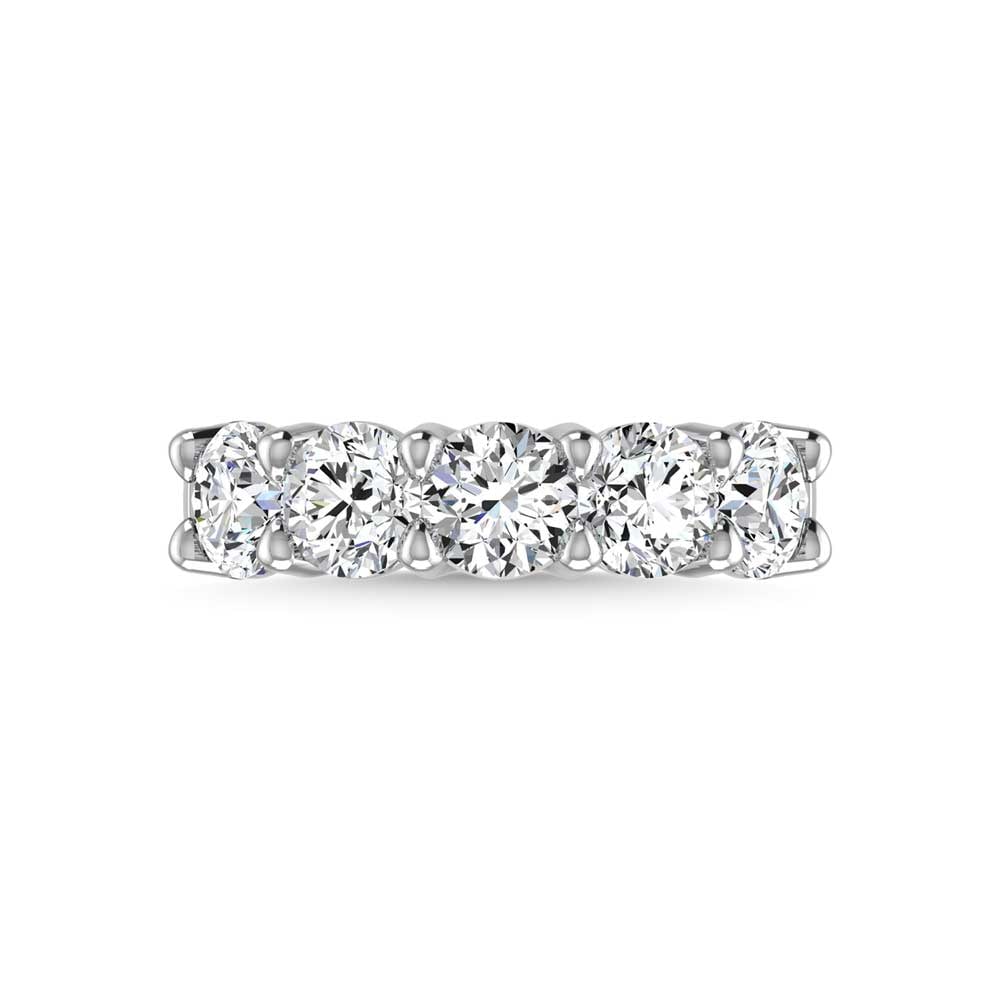 14K White Gold Lab Grown Diamond 2 5/8 Ct.Tw. Round Shape 5 Stone Wedding Band: 14K White Gold Lab Grown Diamond 2 5/8 Ct.Tw. Round Shape 5 Stone Wedding Band Indulge in the epitome of elegance with this 14K White Gold 5-Stone Wedding Band, featuring 2 5/8 Ct.Tw. of radiant round