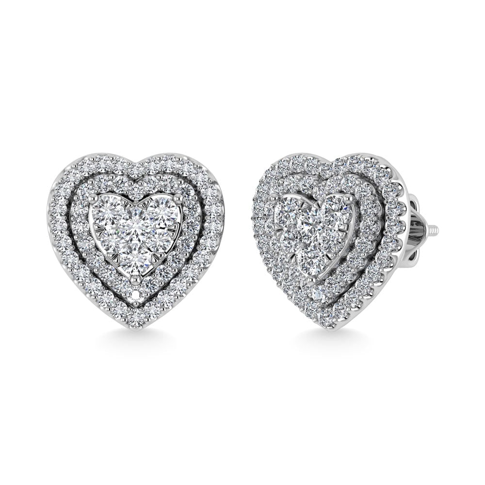 Diamond 7/8 Ct.Tw. Heart Earrings in 14K White Gold (1 of 3)