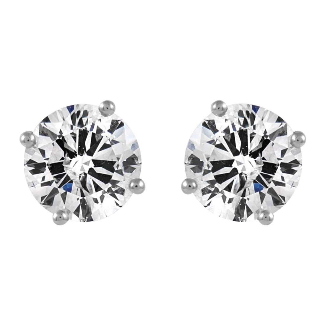 EGL Certified 2.10ct Diamond Stud Earrings 18k White Gold (1 of 4)