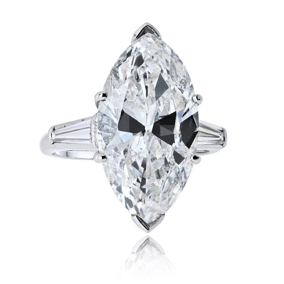 Platinum Marquise Diamond Engagement Ring 7.78ct F I2 GIA Certified (1 of 7)