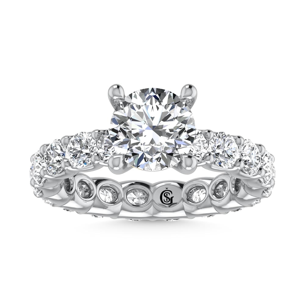 14K White Gold Lab Grown Diamond 4 5/8 Ct.Tw. Round Shape Halfway Engagement Ring ( IGI Certfied: 14K White Gold Lab Grown Diamond 4 5/8 Ct.Tw. Round Shape Halfway Engagement Ring ( IGI Certfied Center 2CT) This elegant diamond engagement ring crafted in 14k white gold, features a brilliant round-