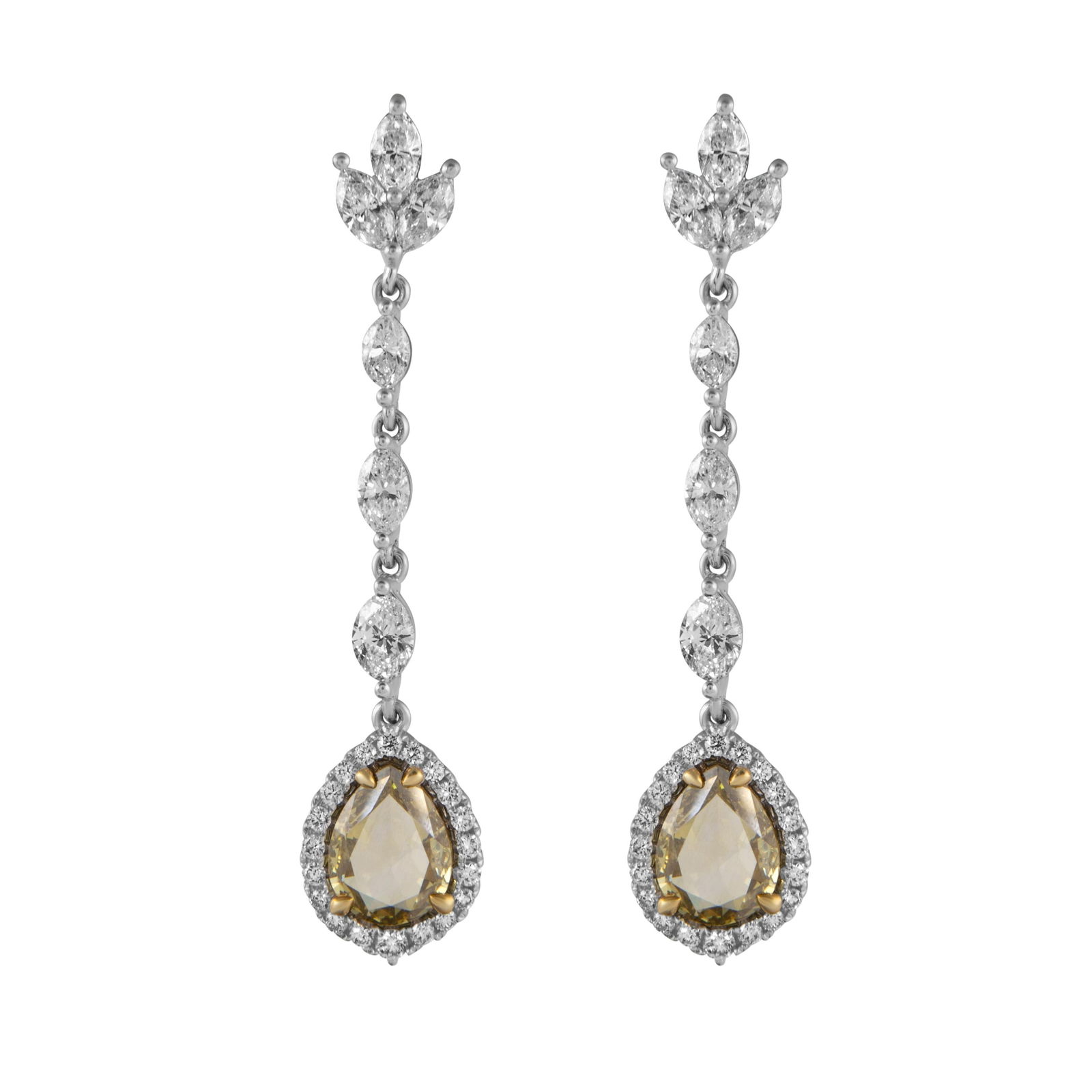 GIA 6.12ct Yellow Diamond Drop Earrings 18k Gold (1 of 4)