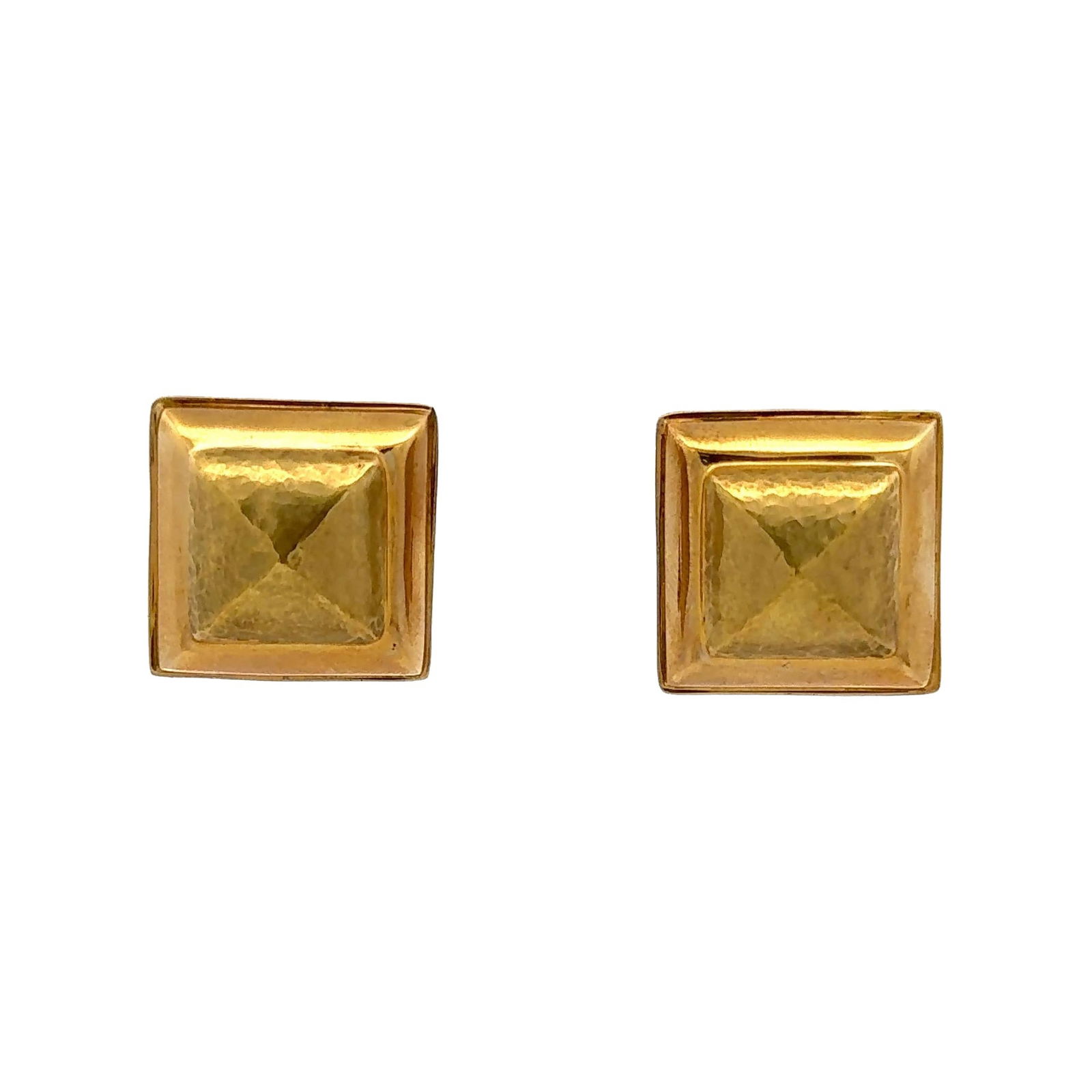 Harbor Diamonds 18K Yellow Gold Textured Square Stud Earrings: Harbor Diamonds 18K Yellow Gold Textured Square Stud Earrings These exquisite medium-sized square stud earrings are crafted from 18 karat yellow gold, showcasing a contemporary design with a textured