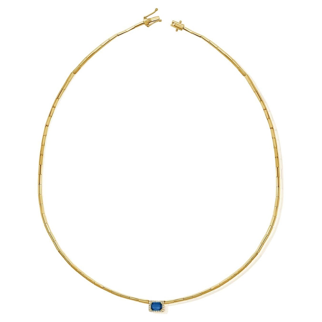Harbor Diamonds 14K Yellow Gold Tanzanite Diamond Halo Necklace 16 Inch: Harbor Diamonds 14K Yellow Gold Tanzanite Diamond Halo Necklace 16 Inch This stunning Tanzanite Diamond Halo Link Collar Necklace is crafted from 14 karat yellow gold and features a contemporary desig