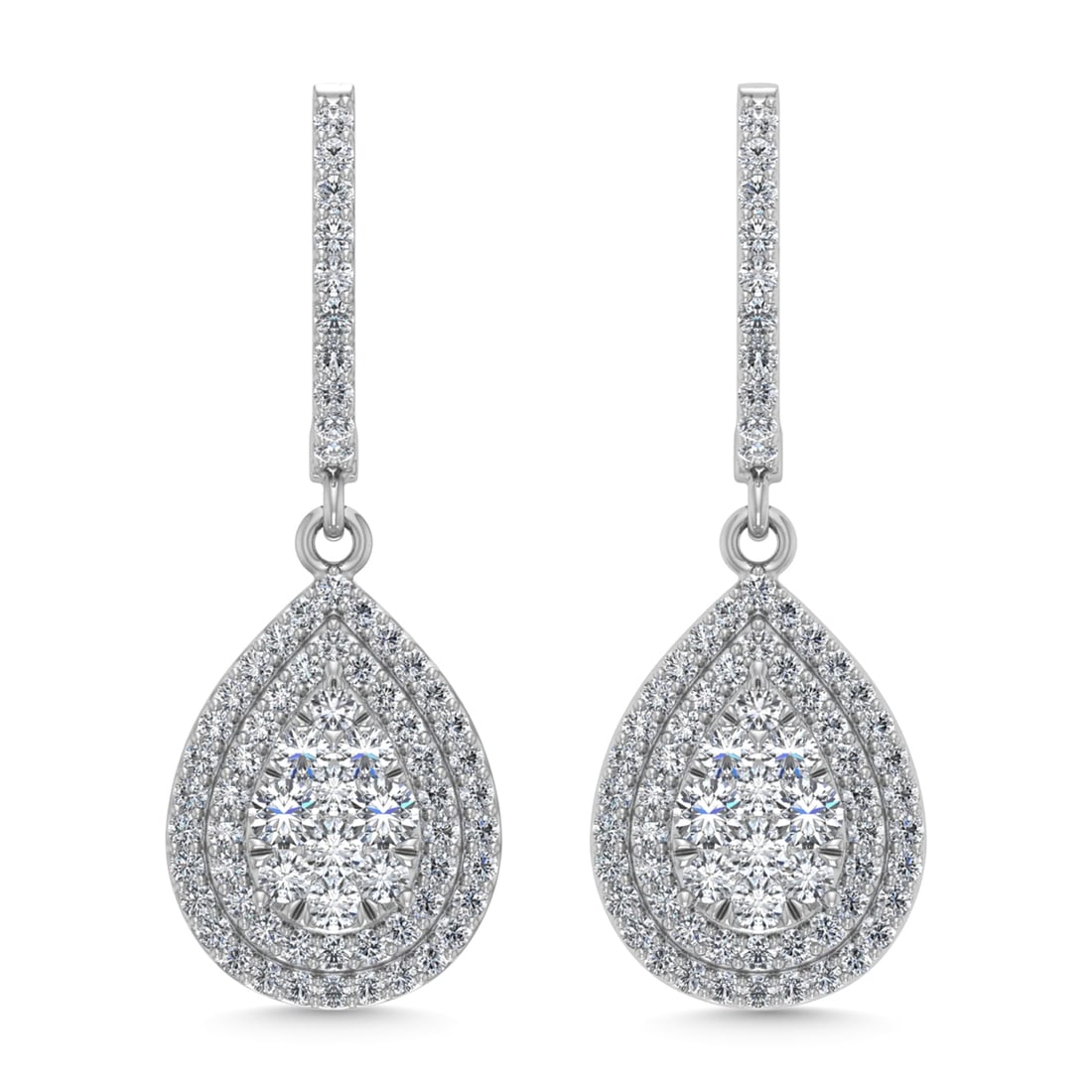 Diamond 1 Ct.Tw. Dangler Earrings in 14K White Gold: Diamond 1 Ct.Tw. Dangler Earrings in 14K White Gold 14k White Gold Stone Color: G-h Stone Clarity: I1 This item may take 2-5 weeks for shipping. PLEASE NOTE: Framed, Large, or heavy items do not have