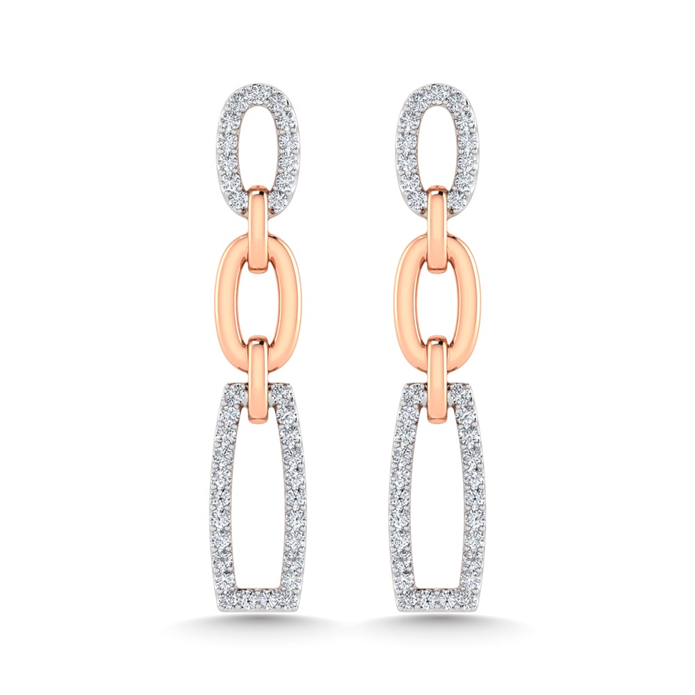 14K Two Tone Diamond 1/5 Ct.Tw. Fashion Earrings (1 of 4)