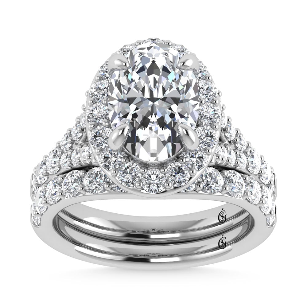 14K White Gold 4 7/8 Ct.Tw. Lab Grown Diamond Bridal Ring (IGI Certified Center 3ct) (1 of 4)