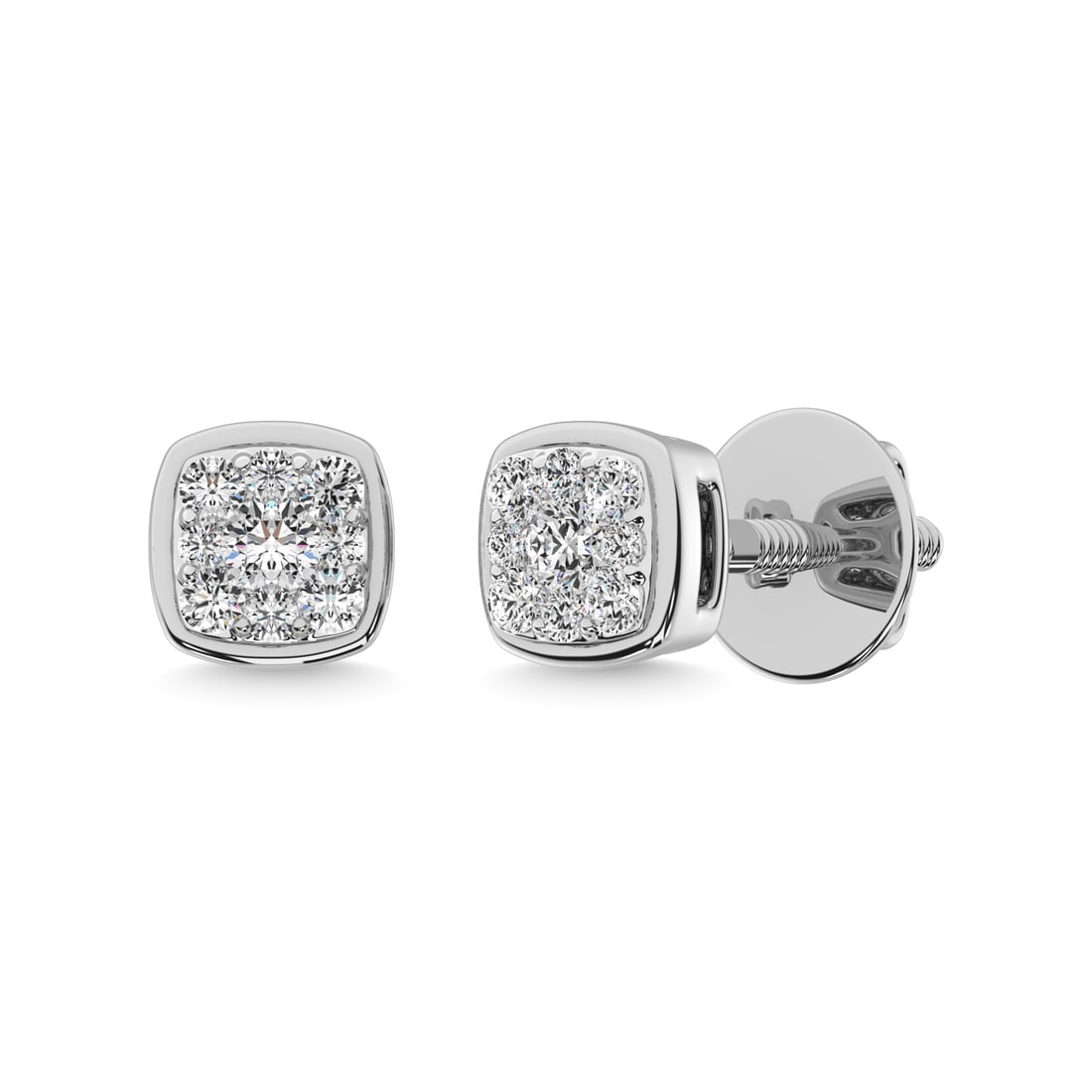 14K White Gold 1/5 Ct.tw Diamond Square Flower Earrings (1 of 1)