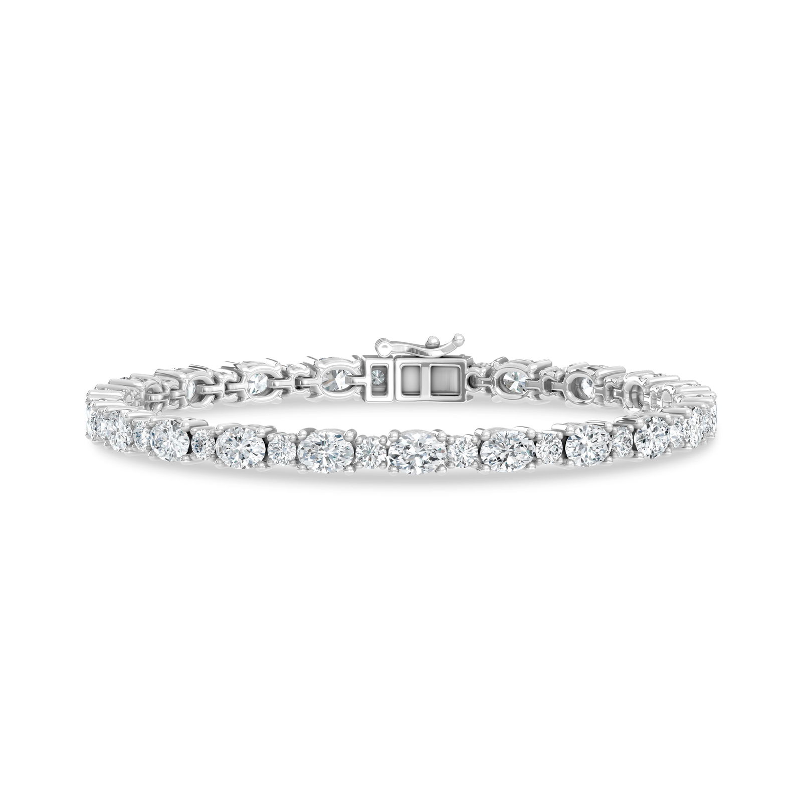 14K White Gold Lab Grown Diamond 8 1/2 Ct.Tw. Oavl and Round Fancy Bracelet: 14K White Gold Lab Grown Diamond 8 1/2 Ct.Tw. Oavl and Round Fancy Bracelet Crafted in sleek 14K White Gold, this oval and round fancy bracelet is adorned with lab grown diamonds totaling 8 1/2 Ct.Tw.