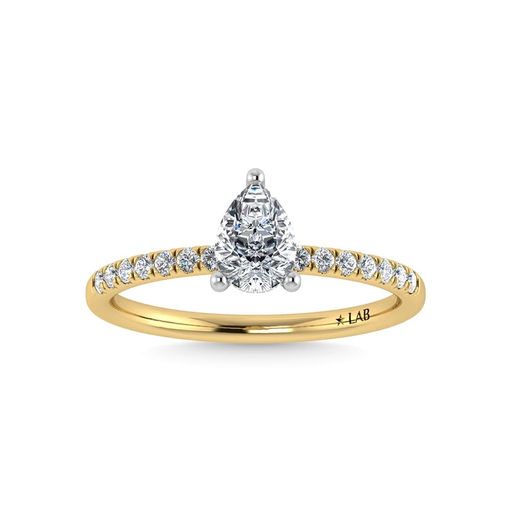 14K Rose Gold Lab Grown Diamond 1 Ct.Tw. Pear Shape Hidden Halo Engagement Ring: 14K Rose Gold Lab Grown Diamond 1 Ct.Tw. Pear Shape Hidden Halo Engagement Ring Discover subtle brilliance and modern elegance with our Hidden Halo Diamond Engagement Ring. This elegant engagement rin