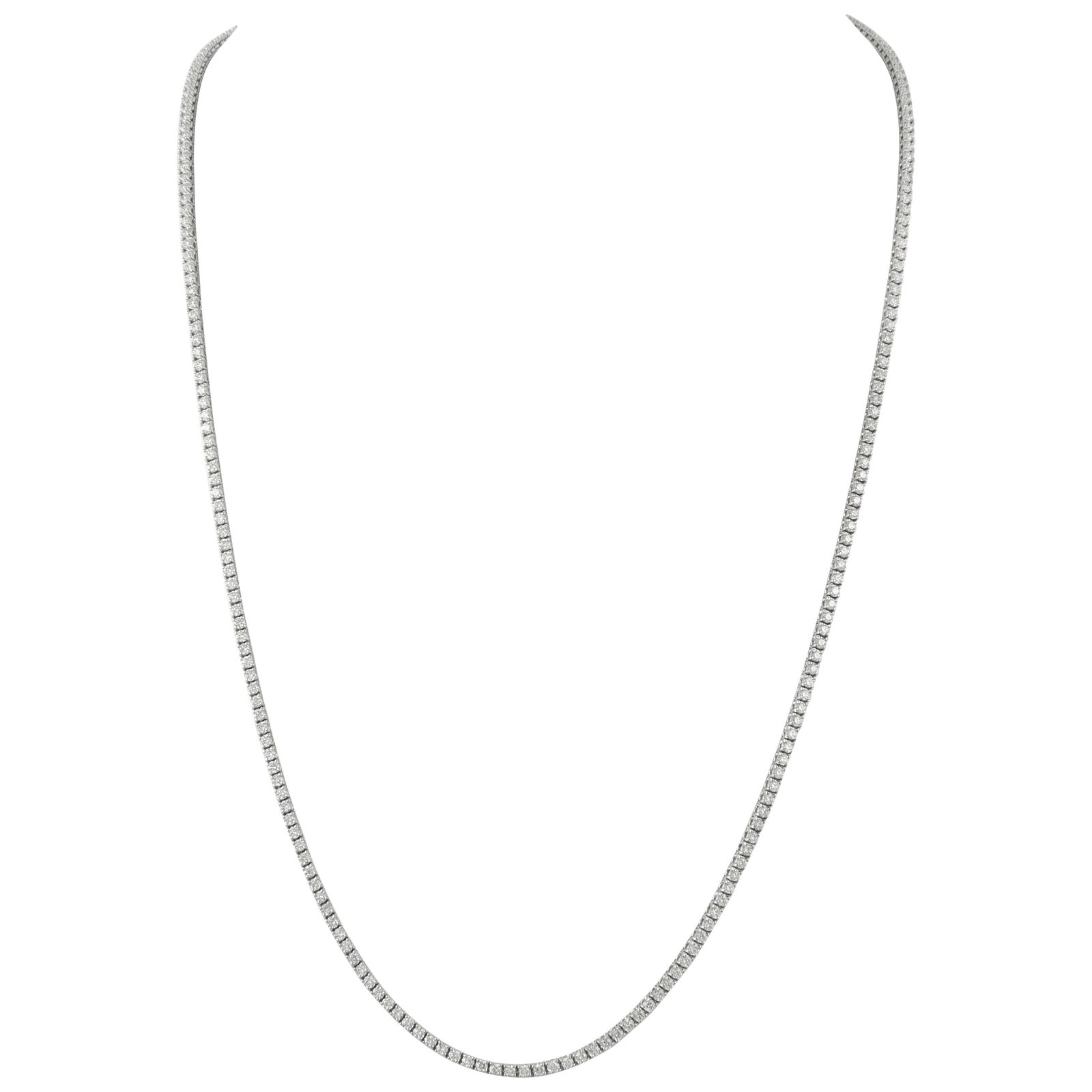 6.10ct Diamond Tennis Necklace 14k White Gold 24in: 6.10ct Diamond Tennis Necklace 14k White Gold 24in This stunning 6.10ct Diamond Tennis Necklace is crafted from 14k white gold, showcasing a contemporary design that is both beautiful and classic. Fea