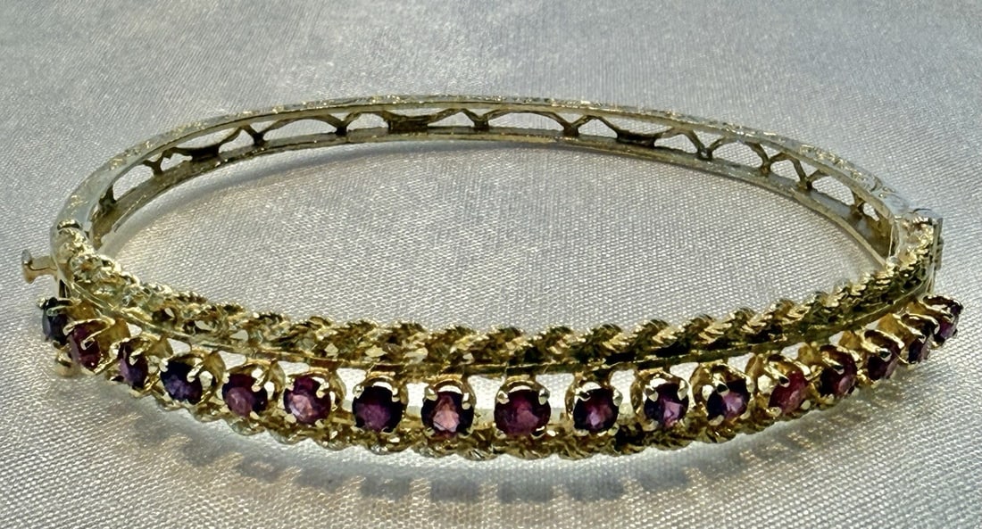14K Yellow Gold Ruby Wrap Bracelet 17 Pieces Unbranded (1 of 8)