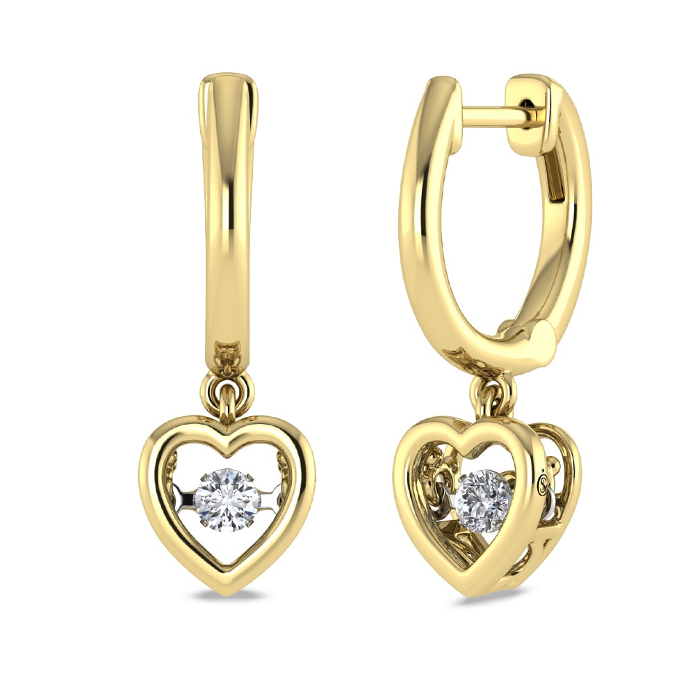 10K Yellow Gold Lab Grown Diamond 1/6 Ct.Tw. Heart Shape Plain Halo Earrings: 10K Yellow Gold Lab Grown Diamond 1/6 Ct.Tw. Heart Shape Plain Halo Earrings Warm 10K yellow gold heart halo earrings featuring lab-grown diamonds totaling 1/6 Ct.Tw.. 10k Yellow Gold Stone Color: D-f