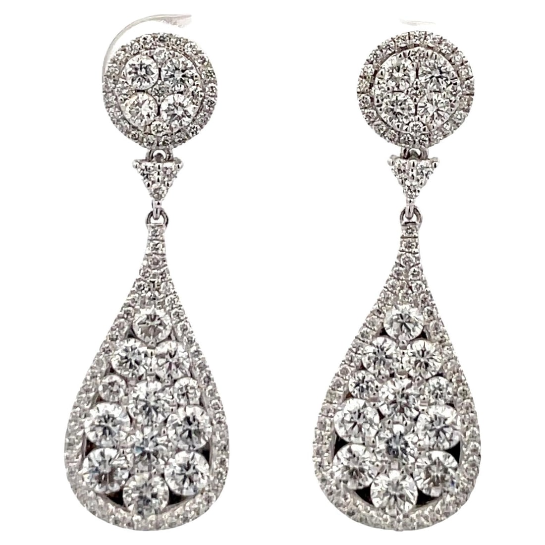 Harbor Diamonds 18K White Gold Tear Drop Earrings 2.75ct Diamonds (1 of 7)