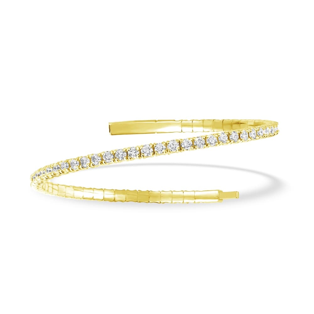 Lab Grown Diamond 3 Ct.Tw. Half Way Flexible Bangle in 14K Yellow Gold (Size 6.75) (1 of 2)