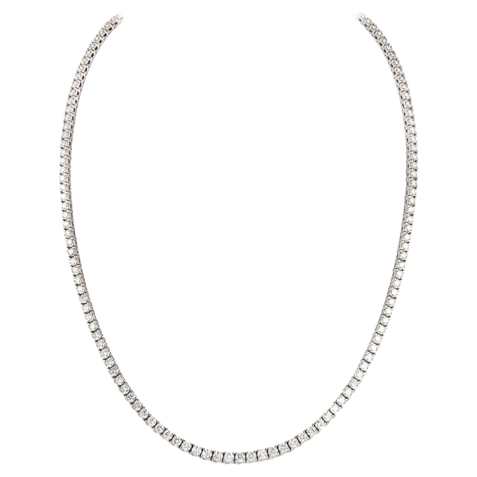 21.84 Carat Diamond Tennis Necklace 18K White Gold 22in (1 of 4)