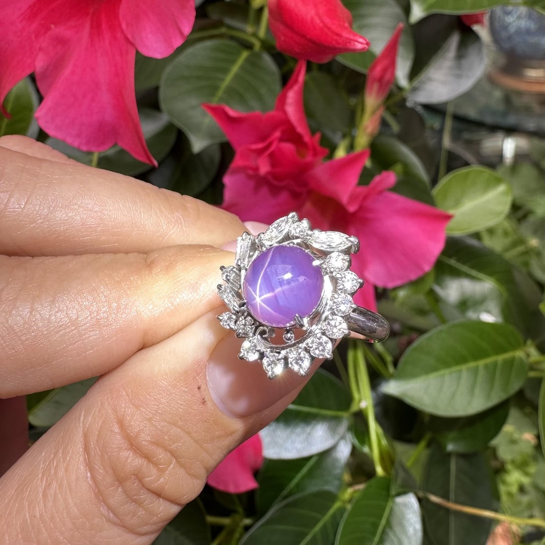 Vintage Platinum 5.07ctw Star Ruby Diamond Swirl Cocktail Ring: Vintage Platinum 5.07ctw Star Ruby Diamond Swirl Cocktail Ring This exquisite vintage cocktail ring is crafted in solid .900 platinum and features a stunning natural genuine star ruby at its center.