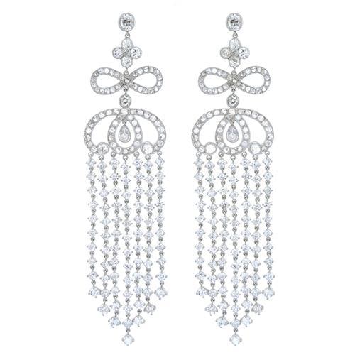 29.50 Ct Platinum Deco Earrings G-H VS1-SI2 Diamonds (1 of 3)