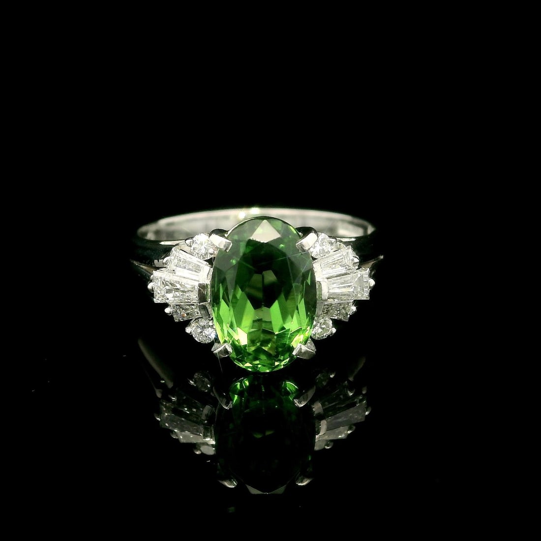 Platinum GIA Certified 2.51ctw Chrome Green Tourmaline Ring with Diamond Accents (1 of 16)
