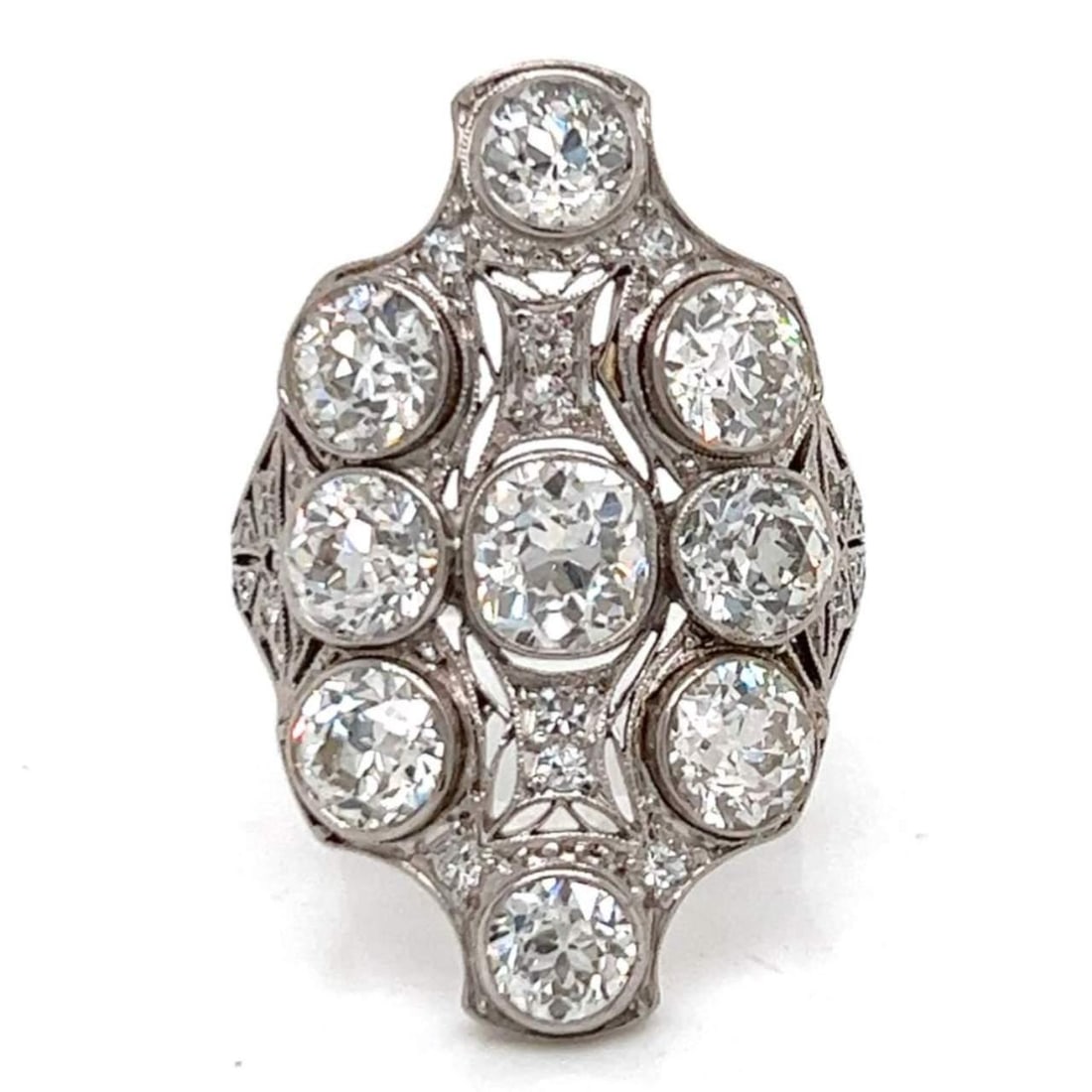 Art Deco Platinum Diamond Ring 1.10 Ct Center 5.60 Ct Total (1 of 3)