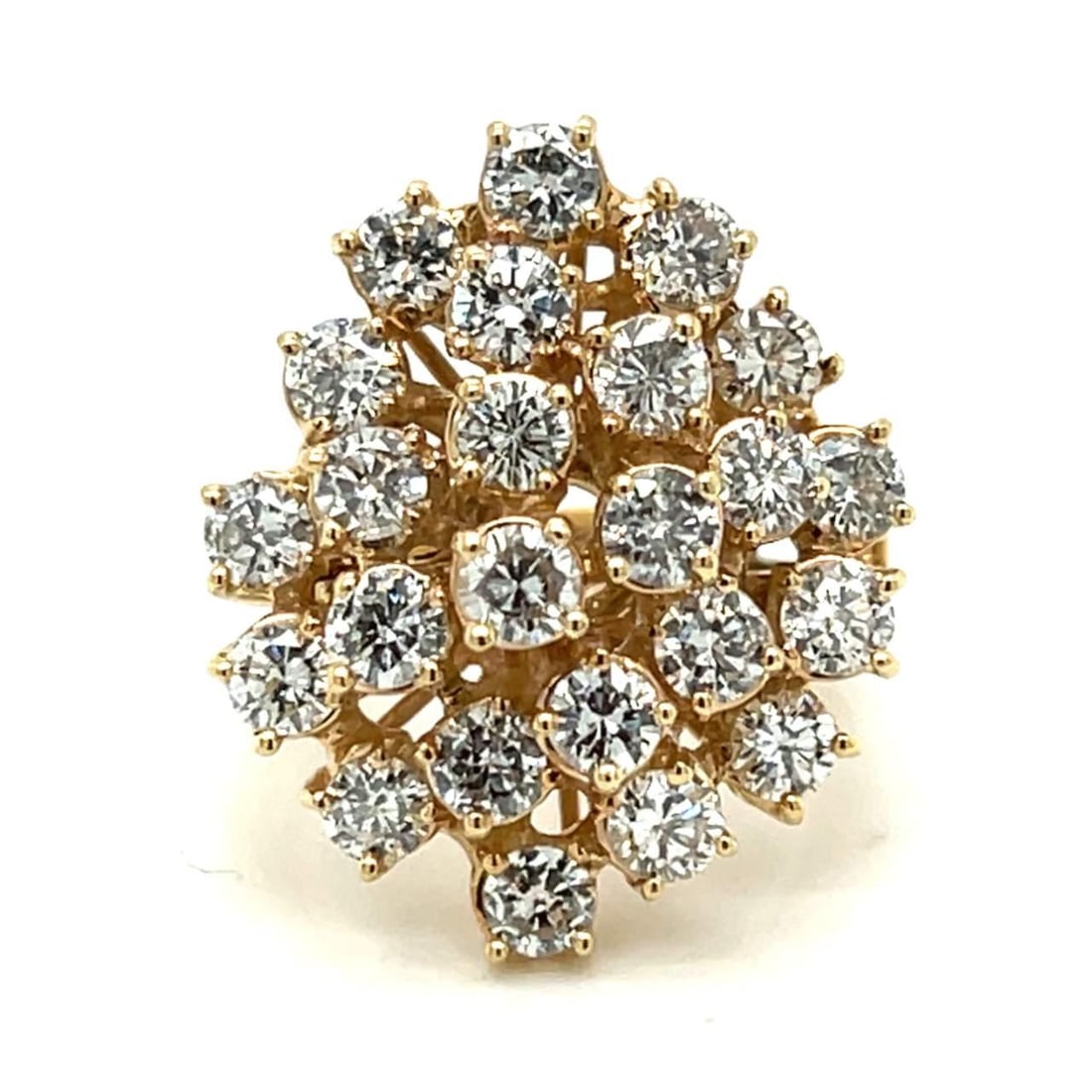 Elegant 14K Yellow Gold Diamond Ring 3.60 Ct with 24 Diamonds (1 of 4)